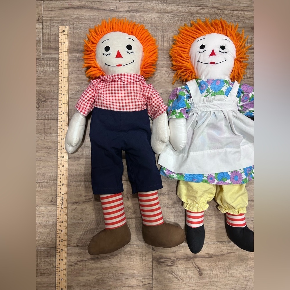 Vintage Raggedy Ann and Andy Classic Rag Doll Set with Orange Hair nostalgia - Picture 2 of 9